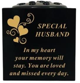 David Fischhoff Graveside Memorial Black & Gold Rose Bowl with Hearts - Special Husband
