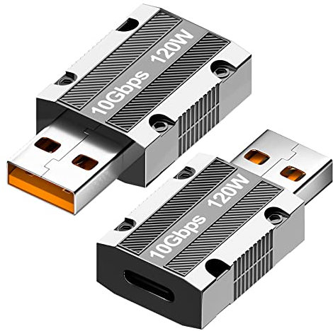 Generic USB C to USB A Adapter (Pack of 2), Type C to USB A Converter, 10Gbps Data Transfer, 120W Charging, Compatible with MacBook, Samsung