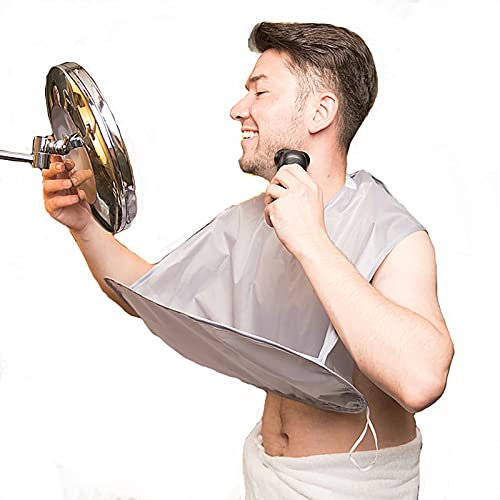 Bart-Lätzchen, Haarfänger für Männer, Rasieren, Trimmen, antihaftbeschichtet, Bartumhang, Fellpflegetuch, wasserdicht, begehbares Lätzchen, Geschenke für Männer (Grau)