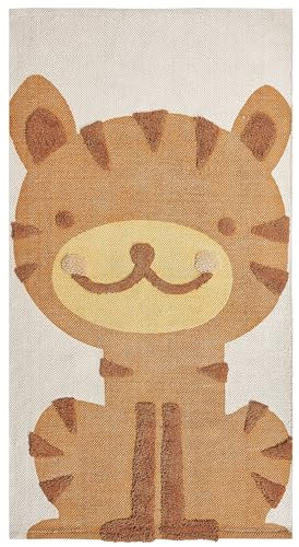 Beliani Kinderzimmer Teppich aus Baumwolle mit Tigerdruck 80 x 150 cm Mehrfarbig Spielzimmer Sigli