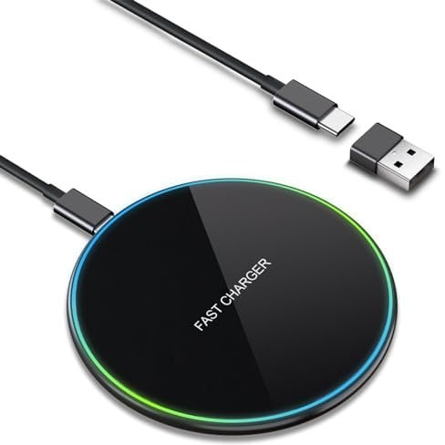 Wireless Charger for Samsung & iPhone, Qi-Certified 15W Fast Charge Pad for Galaxy S24/S23/S22/S21/S20 FE, iPhone 15 Pro Max/15 Plus/14/13/12/11/XR