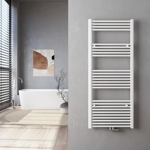 Heilmetz Badheizkörper 60 x 140 cm Handtuchtrockner Heizkörper Bad Mittelanschluss 661 Watt Leistung Handtuchwärmer Handtuchheizkörper Weiß Gerade