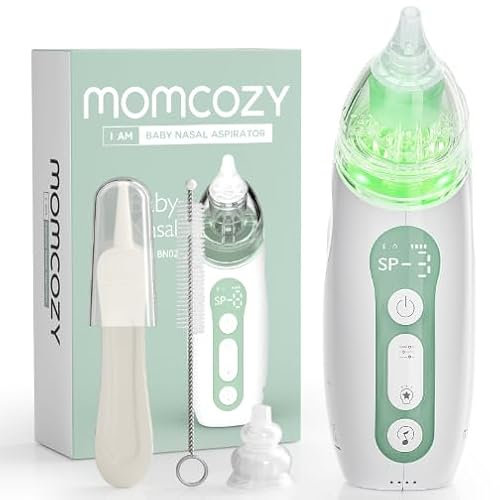 Momcozy Aspirateur nasal pour bébé, 3 niveaux d'aspiration électrique pour bébé, nouveau-né et tout-petit, aspirateur nasal portable avec lumière apaisante et musique
