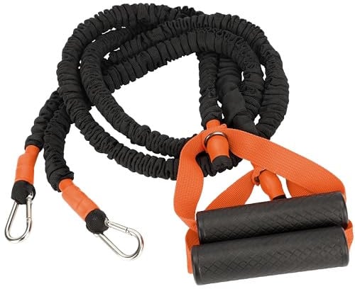 Belle Vous 2 Elastici per Allenamento - Elastico da Palestra - Set da Fitness - con Maniglie per Esercizi - per Bodybuilding e Fisioterapia - per Uomo e Donna - Nero Arancione