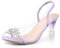 Allegra K Sandali da donna con tacco a punta aperta con fiore e strass trasparenti, Viola, 40 EU