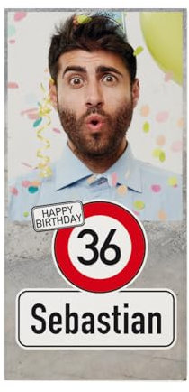 Herz & Heim® Schokolade zum Geburtstag mit eigenem Foto, Verkehrszeichen Motiv, Name und Alter personalisiert