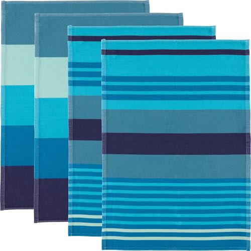 Erwin Müller Geschirrtuch im 4er-Pack Baumwolle blau-türkis Größe 50x70 cm