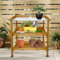 Lendo Online Tavolo Lavoro da Giardino per Piante in Legno - 3 Ripiani - 76x37x92cm - ganci in acciaio inox - Germinazione - Abete rosso (Marrone)