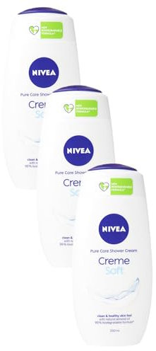 NIVEA Care Shower Creme Soft (250 ml) Enriched with Almond Oil, Moisturising Gel Body Wash, Skin Moisturiser with Mild Scent (Pack of 3)