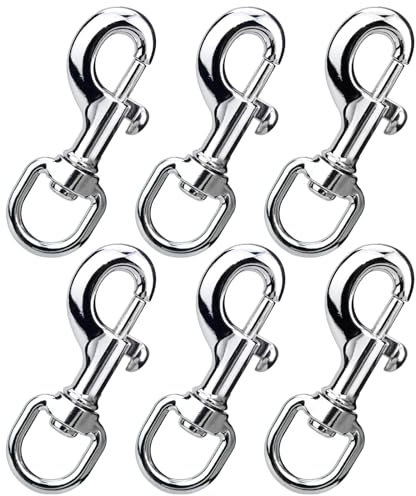 6 Pcs Heavy Duty Trigger Clips Clasp 360°Swivel Eye Bolt Snap Hook Up to 330KG, Zinc Alloy Clips Clasp Hook Spring Loaded Clip Lobster Claw Clasps for Dog Leashes, Camping, Keyring