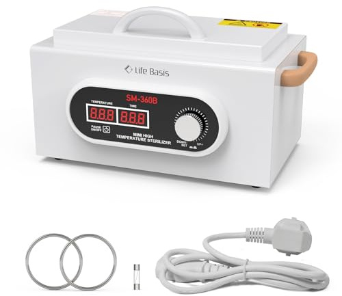 Dry Heat Sterilizer with LCD Display,LifeBasis 230℃ High Temperature Metal Tool Cleaning Box with Timer 2200ML Manicure Pedicure SPA Salon Barber Equipment for Sundry Beauty Hair Cut Nail Metal Tools