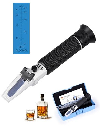 NETONDA Alkohol Refraktometer 0-80% v/v Alkoholmessgerät zur Hohe Alkoholgehalt Messgerät Alkoholmeter AlkoholGehaltsmessgerät für Schnaps Brennen Destillierte Spirituose Brandy Whisky Wodka Gin