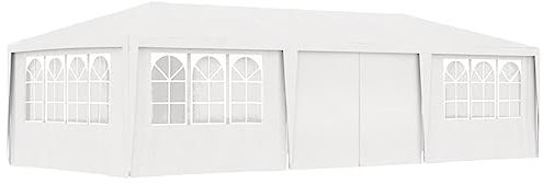Homgoday Professionelles Partyzelt mit Wänden, Weiß, 90 g/m², 4 x 9 m, Pavillon für den Außenbereich, Pergolen, Festzelte für den Außenbereich, Garten, Terrasse