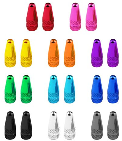 22 Stück Bunte Ventilkappen, Reifenventilkappen, Fahrradreifenventile, Französische Ventilstaubkappen, Ventilkappen Aus Aluminiumlegierung (11 Farben)
