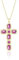 Linawe Collier croisé avec chaîne en or pour femme, diamant rose et diamant rose, pierre de naissance, collier en cristal avec pendentif en forme de croix, chaîne en métal doré