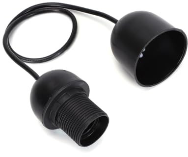Douille en plastique E27, câble 2 x 0,75 mm², 0,5 m, noir, idéal pour l'éclairage intérieur et extérieur.