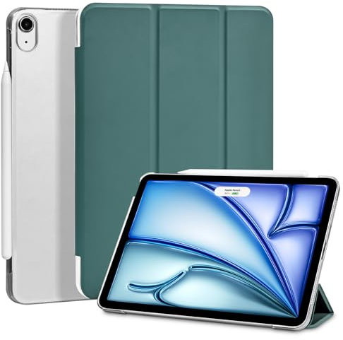 4UBonLife Funda para iPad Air 11 Pulgadas M3/M2 (2025/2024), iPad Air 5.ª/4.ª Generación 10,9 Pulgadas 2022/2020, Carcasa Protectora Rígida Delgada Ligera Trasera Translúcido Cubierta, Verde Noche