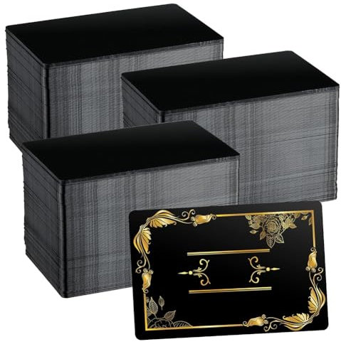 Goorvoucs 550 tarjetas de visita de metal grabadas, placas de aluminio para manualidades, hojas de metal multiusos de 0.01 pulgadas de grosor, color negro