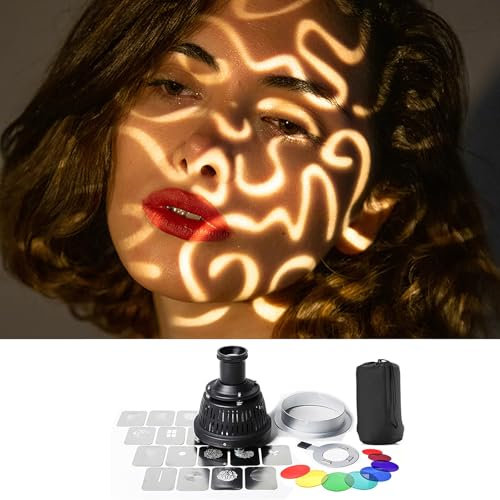 Focusing Condenser, Photography Modeling Beam Tube Lens with 16 Light and Shadow Modeling Pieces and 8 Color Filters, Compatible with Flash/continuous Light/LED Light