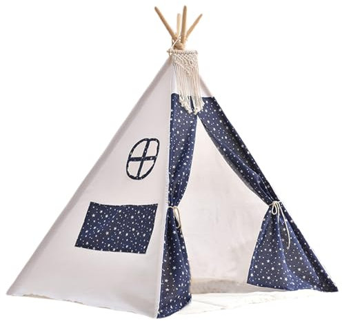 Los niños juegan la Carpa, la Carpa de tipeo para niños, patrón Estrellado, la Carpa de Juego de niños con la Cortina de la Puerta y el tragaluz 31.5x31.5x43 Pulgadas de algodón de algodón de algodón