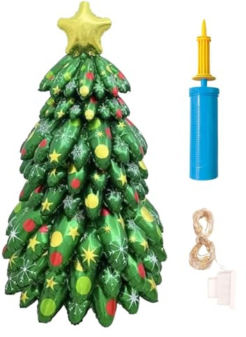 Globo de árbol de Navidad, globo de Navidad, gigante árbol de Navidad hinchable con barra de luz, decoración para interiores, exhibición de árbol de pino de dibujos animados para invierno, Año
