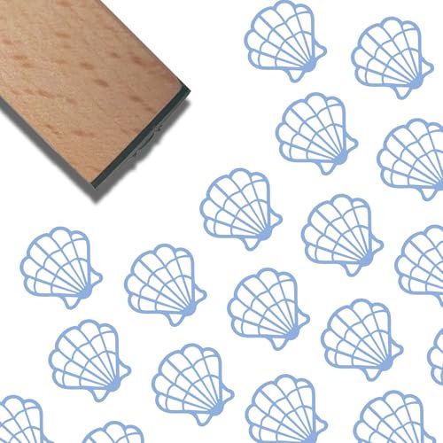 craspire Mini Holzstempel 3/5 Zoll Muschel Ozeanleben Sommermuster Kleine Holzstempel Im Vintage Stil Wiederverwendbarer Druck Für DIY Bastelkarten Scrapbooking Journaling Alben Karten Planer