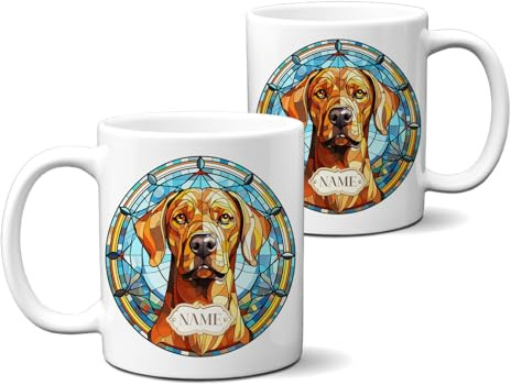 KRAFTYGIFTS Personalised Red Fox Labrador Mug Custom Dog Cup Pet Puppy Portrait Tea Coffee Pup Owner Cute Birthday Gift GDM59