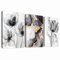 3Pcs Aquarell Mohnblumen Mit Rahmen Leinwand Bilder Marmor Schwarz Asche Gold Abstrakt Bild auf Leinwand Malerei Wandbilder Zuhause Wohnzimmer Schlafzimmer Badezimmer Wanddeko 90x40cm (12x16x3pcs)