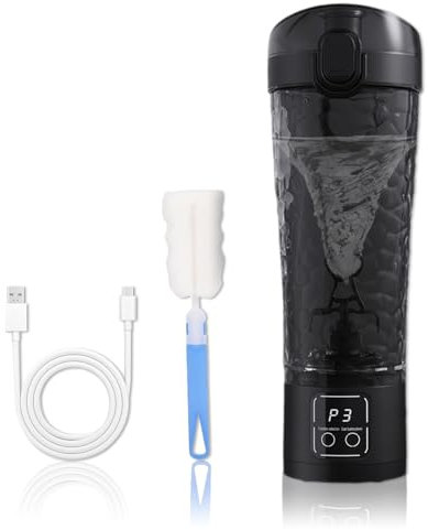 Bouteille shaker à protéines, 700 ml, pour shakes protéinés et repas, rechargeable par USB, sans BPA, noir
