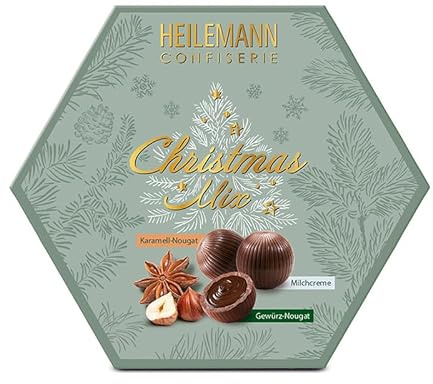 Heilemann Christmas Mix mit Pralinen-Kugeln ohne Alkohol, 180 g - Schokoladen-Geschenk Merry Christmas-Edition