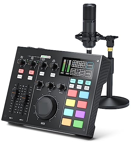 AIRYSSFU Kit Carte Son, Interface de Kit de Microphone Professionnel avec Studio de Podcast de Micro à condensateur XLR for Le Jeu d'enregistrement PC en Direct