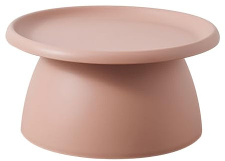 CMOLVUR Table basse ronde moderne en plastique de style nordique pour balcon avec motif en forme de champignon, rose, couleur unie, 71,1 x 35,6 cm (L x l x H)