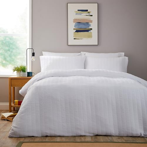 Olivia Rocco Belgravia Duvet Cover Set with Pillowcases Soft Easy Care Modern Bedding Quilt Bed Linen sets, White King