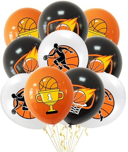 Gleemix 12 Pcs Luftballons Basketball Deko, Latexballons Basketball Zubehör | 12 Stück Luftballons Basketball Deko, 30.5cm Ballon Basketball Deko, Junge Geburtstag Ballers Dream Sport Party Deko