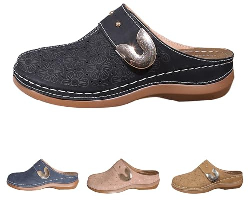 Sabots et mules pour femme avec talon, chaussures fermées à l'avant et à l'arrière, ouvertes pour femme, sandales d'été avec talon bloc, bottines respirantes, confortables, style bohème, mode