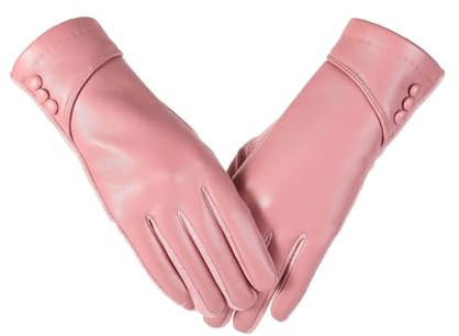 AMateschitz Damen Warme Winterhandschuhe Touchscreen Handschuhe Gefüttert | Die Damen Handschuhe kombinieren weiches Innenfutter, modische Lederoptik und dekorative Details für einen stilvollen Look.
