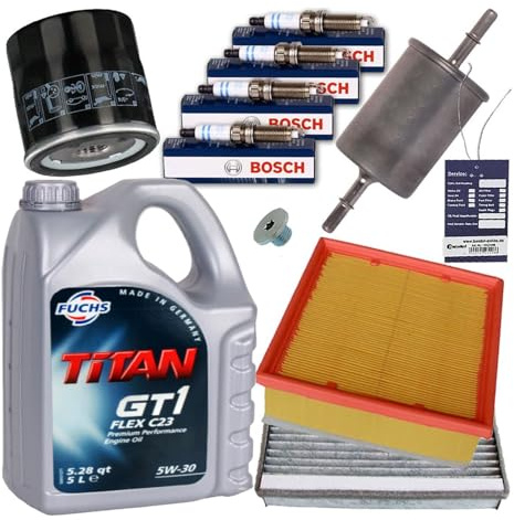 BandelOne enthält Filterset Inspektionspaket+Zündkerzen+Fuchs 5W30 Motoröl passend für Meriva