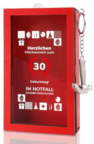 Tutukyle 30 Geschenk Lustige Notfallbox mit Hammer, 30.Geburtstag Geldgeschenke Holz, Personalisierte Geschenkidee für Geld, Deko Holzkiste Kreative DIY lustige Geburtstag für Frauen Männer Freunde