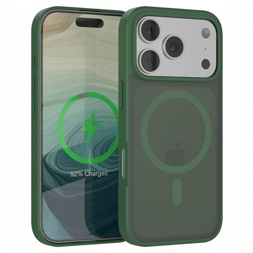 EAZY CASE Ultra Schutz Outdoor Hülle kompatibel mit iPhone 17 Pro kompatibel mit Qi-Charging, hochwertige Schutzhülle mit Aufprallschutz, Handyhülle mit Kameraschutz, Nacht Grün - Qi Charging
