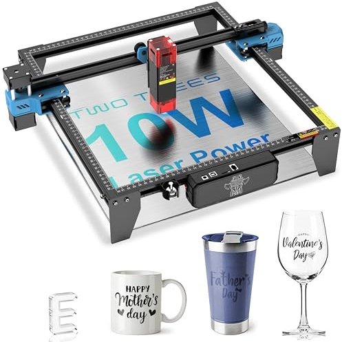 Twotrees TTS-10 PRO 10W Laser Graviermaschine, Lasergravur Maschine, Laser Cutter, 0.06mm Laserspot 30000mm/min, Offline-Nutzung, Lasergravierer für Holz, Metall, Acryl, Glas und Leather, 300x300mm