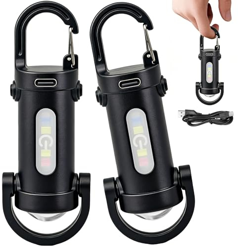 TaimeiMao 2 Stück Superhelle Mini-Schlüsselanhänger, Superhelle Mini Led Taschenlampe,1200 Lumen 6 Modi LED Licht, Für Haushalt Outdoorarbeit Reisen Camping, Schwarz