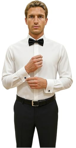 ıdeal Herren Weißes Hemd – Satin Baumwolle Stretch, Verdeckte Knopfleiste, Punkt-Kragen, Umschlagmanschette, Elegantes Slim Fit Business & Fest-Hemd (DE/NL/SE/PL, Alphanumerisch, S, Regular, Regular)