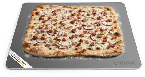 FENNEK Backstahl 46 x 38 x 0,8 cm | aus 8,0 mm starkem Feinkornstahl | Backe Pizza, Brot und vieles mehr wie ein Profi! | Made in Germany