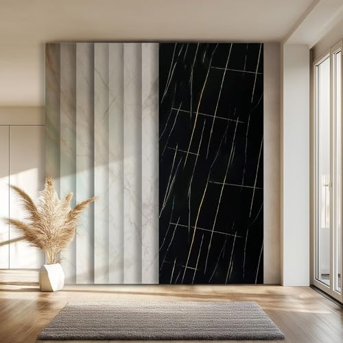 HEXIM Marmorplatten Optik 2 Stück 280x122 cm SPC Kunststoff Innen & Außenbereich Granit Steinoptik - Duschrückwand Küchenrückwand Spritzschutz Natursteinoptik schwarz (6,84 m² 8271) A-Serie