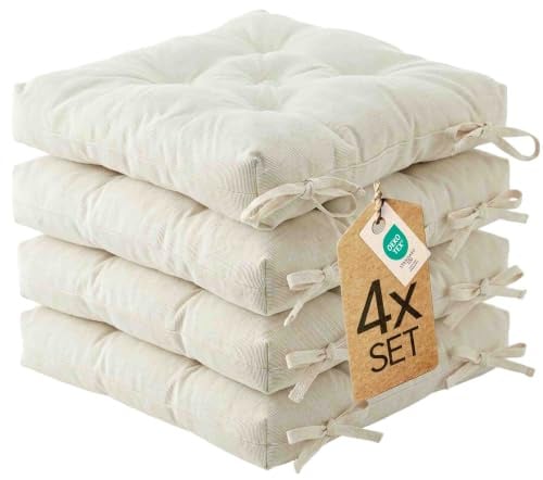 etérea Sitzkissen Mila 42x42 cm 4er Set – Creme Indoor Outdoor Sitzauflage | Mit Reißverschluss · 5 cm hoch · Fest gepolstert · Indoor & Outdoor · 55% Baumwolle, 45% Polyester · OEKO-TEX Made in Green