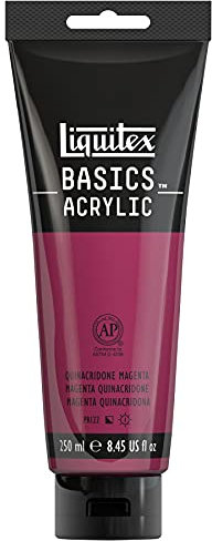 Liquitex 4385114 Basics - Acrylfarbe, monopigmentierte Künstlerpigmente, lichtecht, mittlere Viskosität, Achivqualität, seidenglänzender Finish, 250ml Tube, Quinacridone Magenta