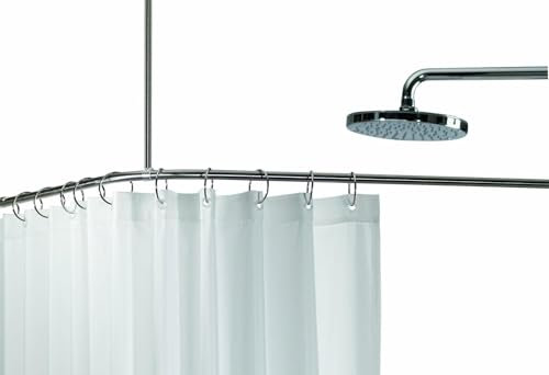 Spirella Teleskopstange Decor Universal | Duschvorhangstange | verstellbar, sicherer Halt zum Schrauben| als Duschstange, Kleiderstange | Silber 90 x 90 cm, 170 x 75 cm, 90 x 80 x 90 cm, Silver