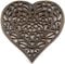 Cast Iron Heart Trivet - Decorative Cast Iron Trivet For Kitchen Or Dining Table - Vintage, Rusted Design - 17x16.5 cm - With Rubber Pegs/Feet - Recycled Metal - Rust Brown Color - by Comfify