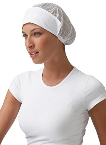 Cuffia Da Lavoro Bianca da Donna con Rete / Marca SIGGI / Perfetta per alimentazione , sanitario , cucina , ristorazione , bidelle