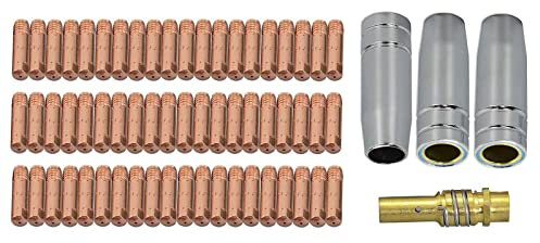 RIVERWELD MIG MAG Gasdüse 145.0075 Spitzenträger 002.0078 Kontaktspitzen 0,6 mm M6 140.0008 Sortiment-Kit für MB15 15AK CO2-Schweißbrenner 64 Stück